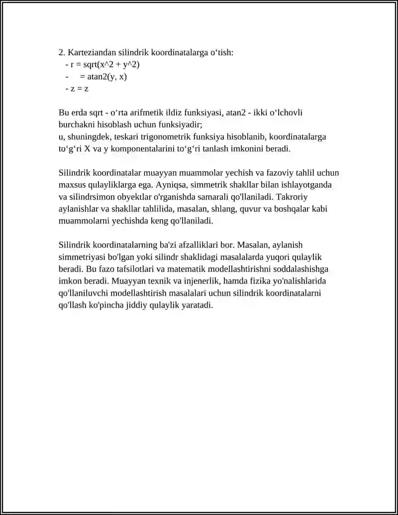 SILINDRIK VA SFERIK KOORDINATALAR 4