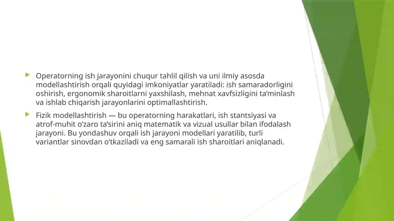 Operator faoliyati ni fizik modellashtirish 4