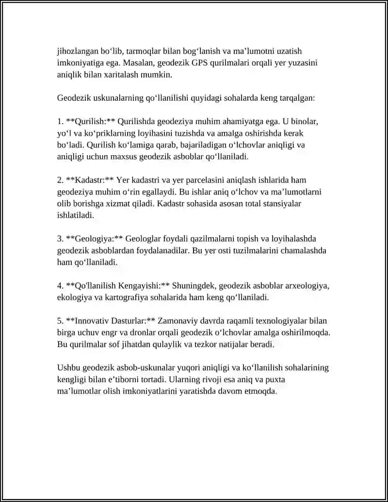 Geodezik asbob-uskunalar va ularning qo‘llanilishi 4