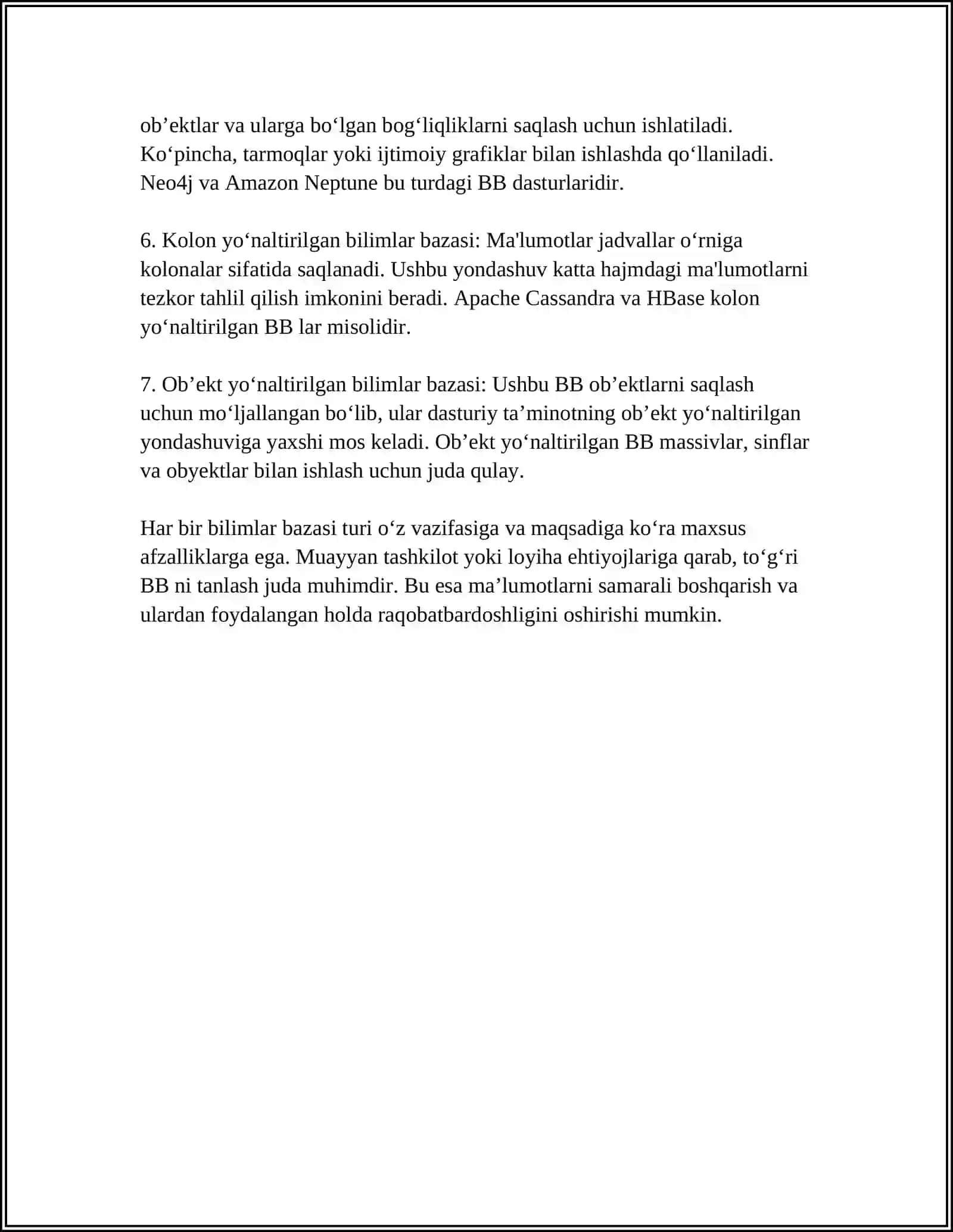 BILIMLAR BAZASI VA BILIMLARNI NAMOYISH QILISH MODELLARI TAHLILI 4
