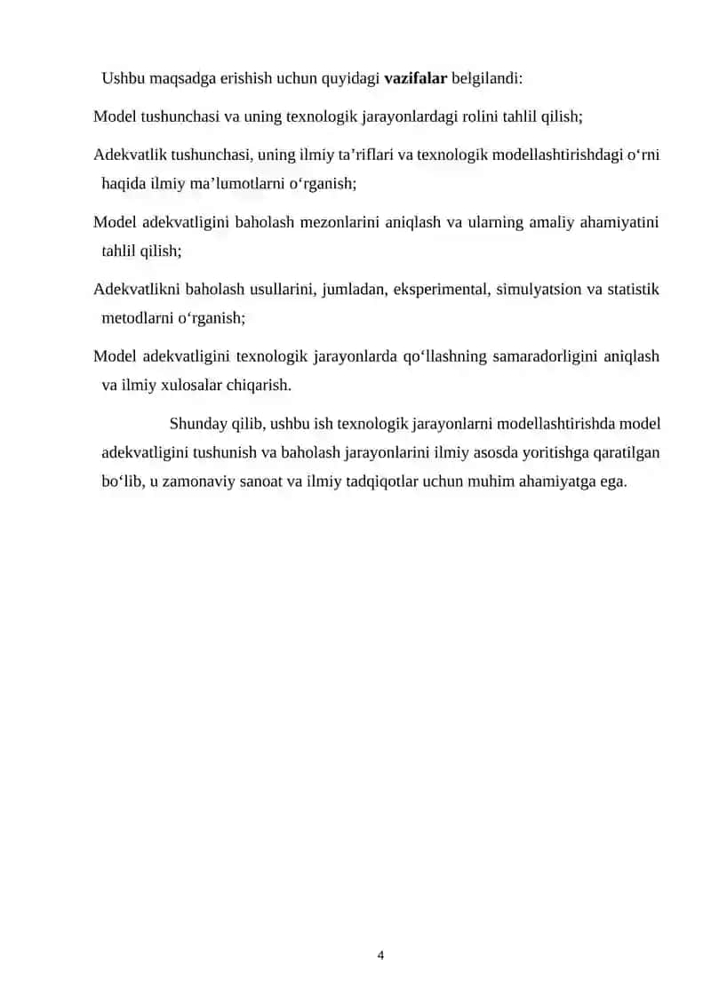 Modelning adekvatligi tushunchasi: baholash mezonlari va usullari 4