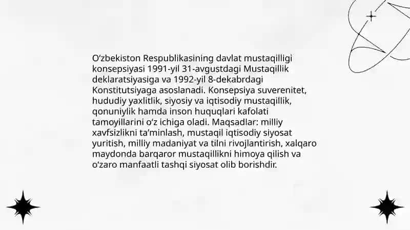 Mustaqil Oʻzbekiston Respublikasi tashkil topishining va uning tarixiy ahamiyati 4