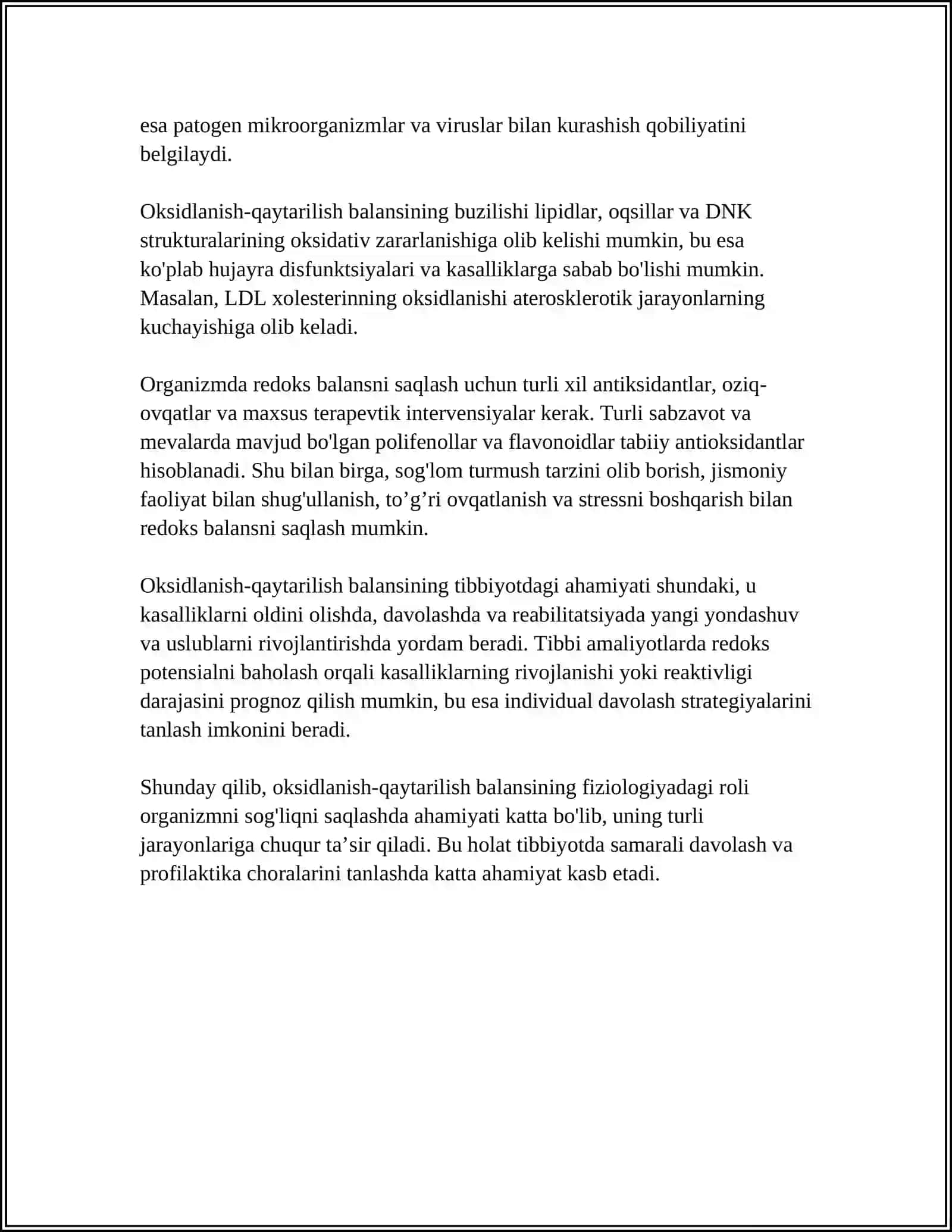 OKSIDLQNISH-QAYTARILISH POTENSIALLARINING TIBBIYOT TIBBIYOTDAGI AHAMIYATI 4