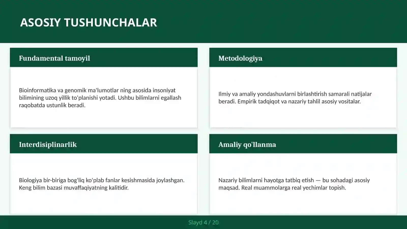 BIOINFORMATIKA VA GENOMIK MA'LUMOTLAR 4