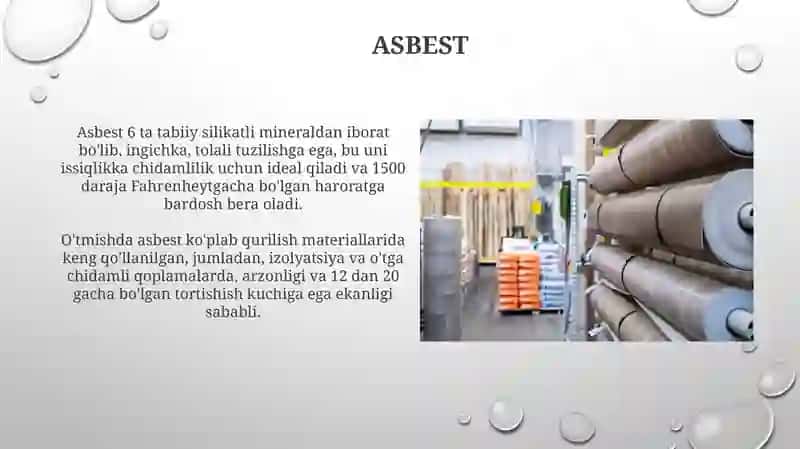 Issiqlik himoya lovchi materiallar ishlab chiqarishda ishlatiladigan xom ashyolar 4