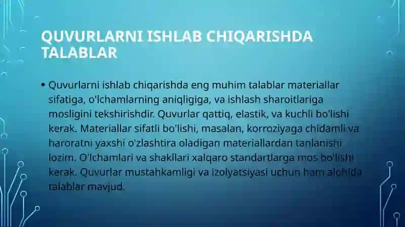 Quvurlarga bo'lgan talablar 4