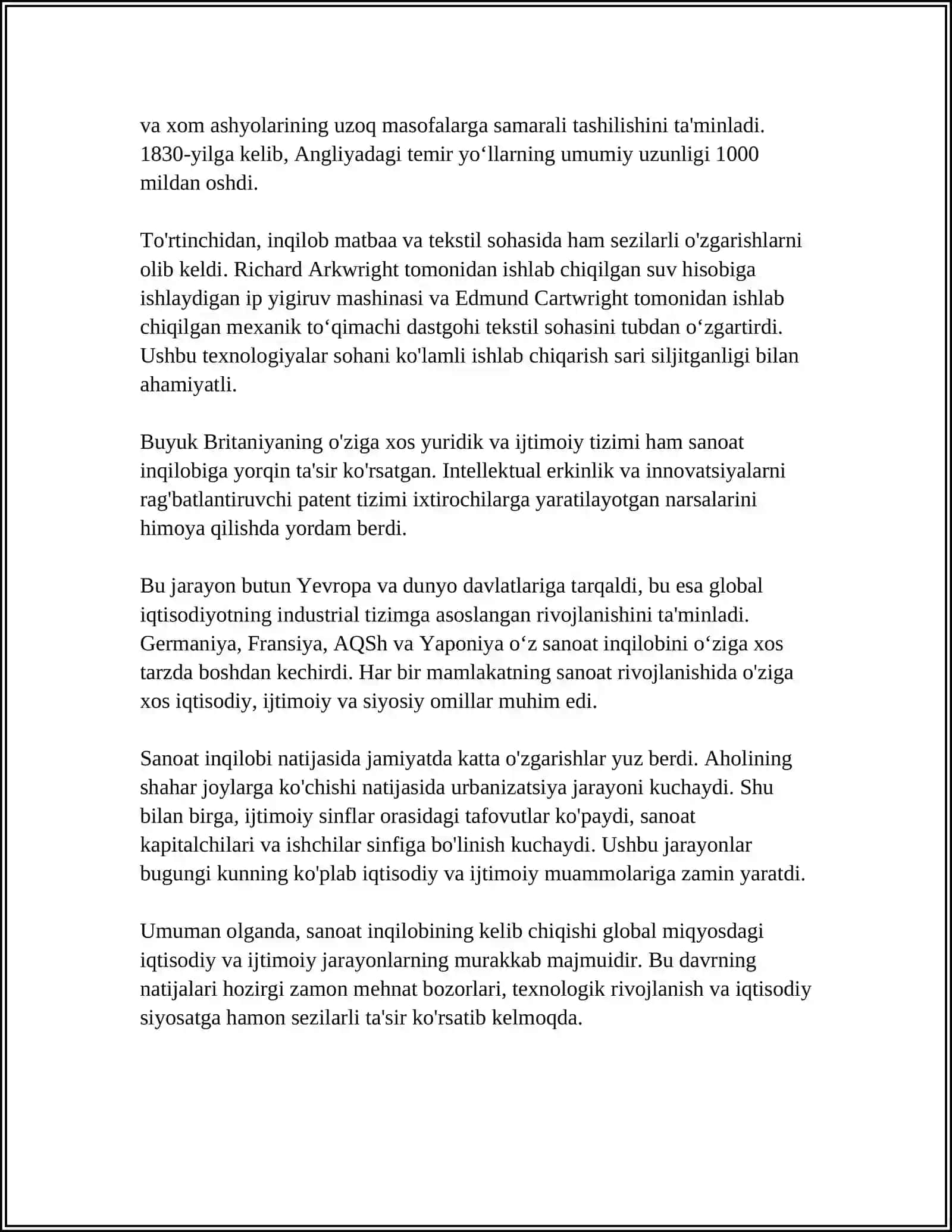 Sanoat Inqilobining G'arbiy Yevropa va Amerikaga Ta'siri 4