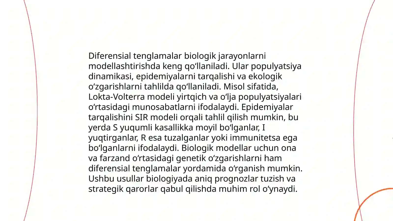 Tibbiy biologik masalalarni yechish algoritmlarini matematik modellashtirish 4