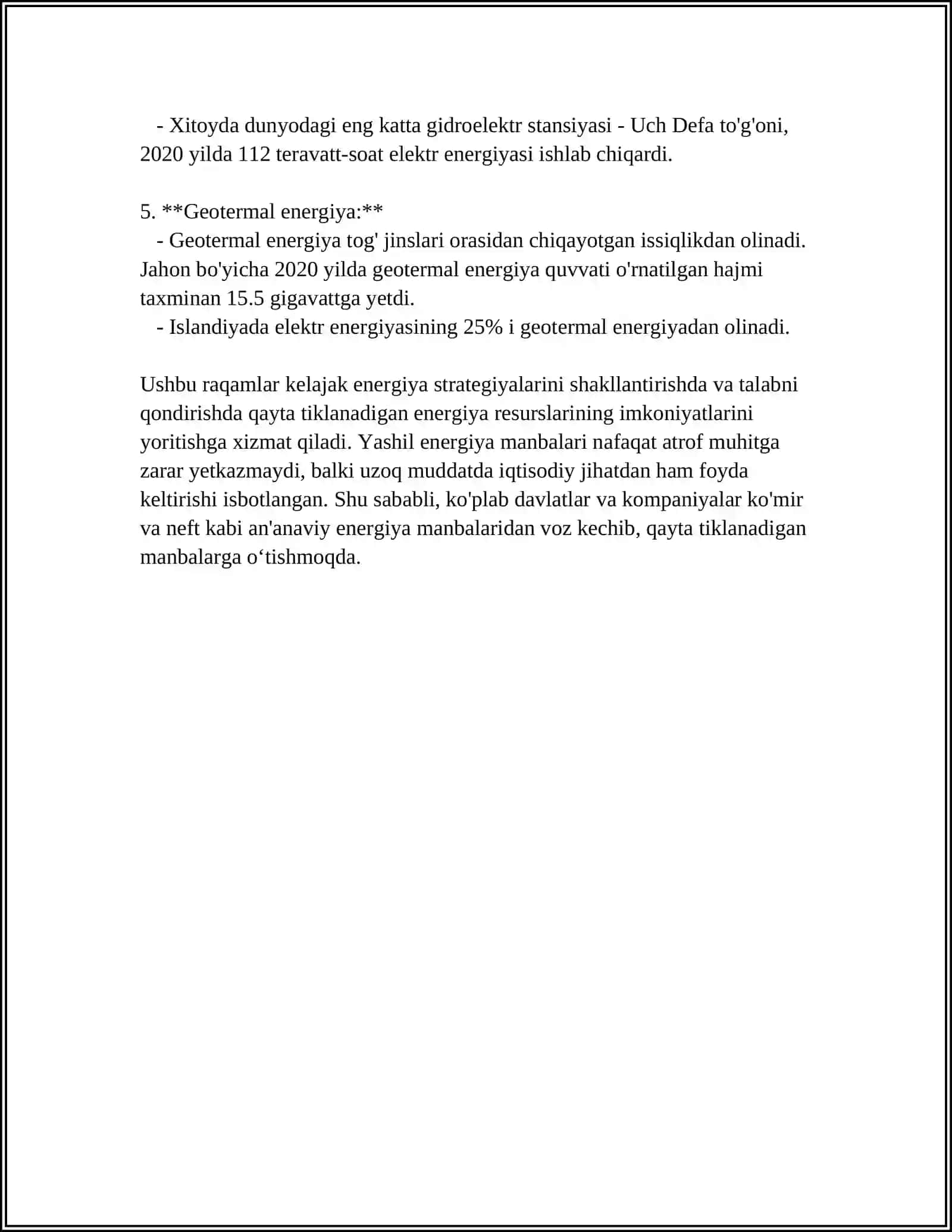 MUSTAQIL ISH Mavzu: YASHIL IQTISODIYOT 4