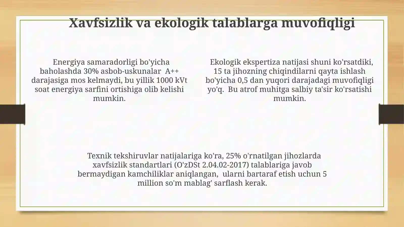 Asosiy vositalarning texnik holati va harakat ko'rsatkichlarini tahlili 4