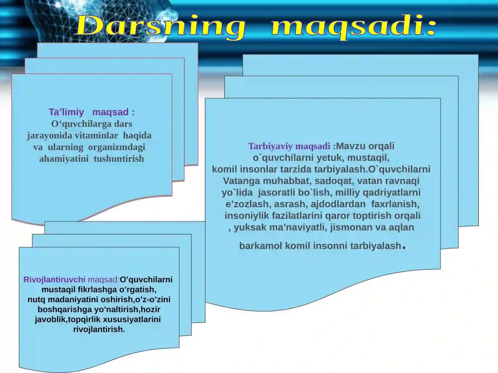 8-sinf Biologiya fanidan ochiq dars ishlanma. Nerv sistemasining funksiyasi 4