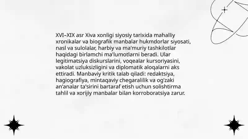 XVI-XIX asr Xiva xonligi siyosiy tarixining tarixshunosligi 4
