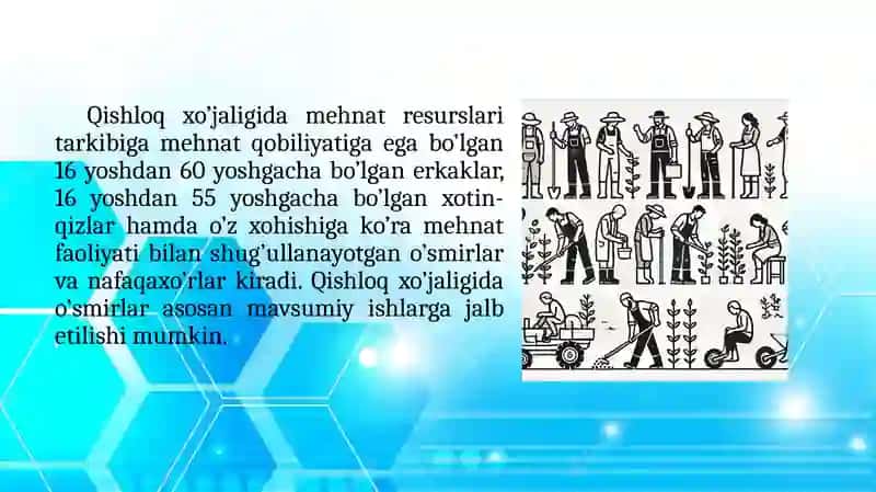 Qishloq xo’jaligi mehnat resurslari va ulardan foydalanish 4