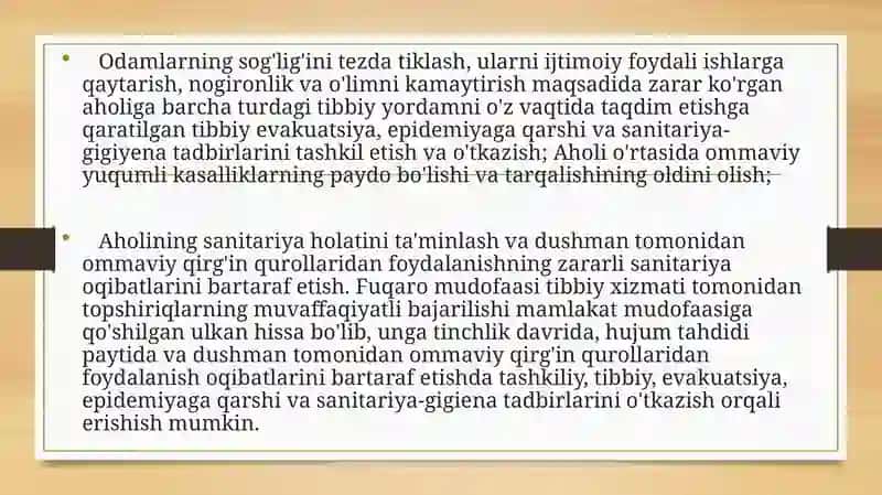 Fuqaro muhofazasi tibbiyot xizmati, vazifasi, tashkiliy tamoyillari. 4