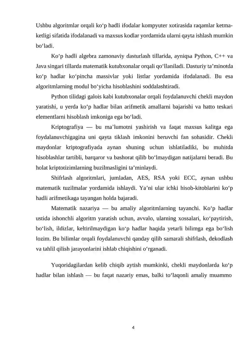 induvidual loyiha Modulyar Ko'paytirshda barqarorlikni oshirish uchun optemallshtirish metudlari va uning dasturiy ta'minodini ishlab chiqish 4