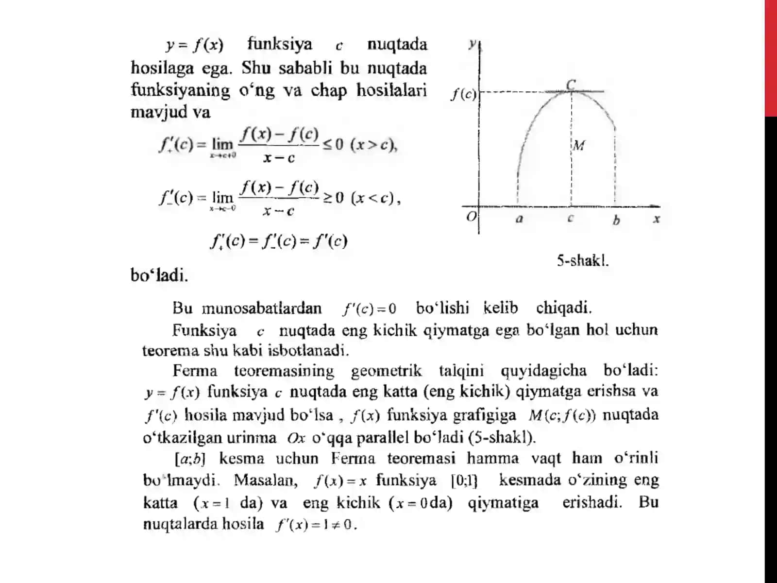 DIFFERENSIALLANUVCHI FUNKSIYALAR HAQIDAGI ASOSIY TEOREMALAR. LOPITAL QOIDASI 4