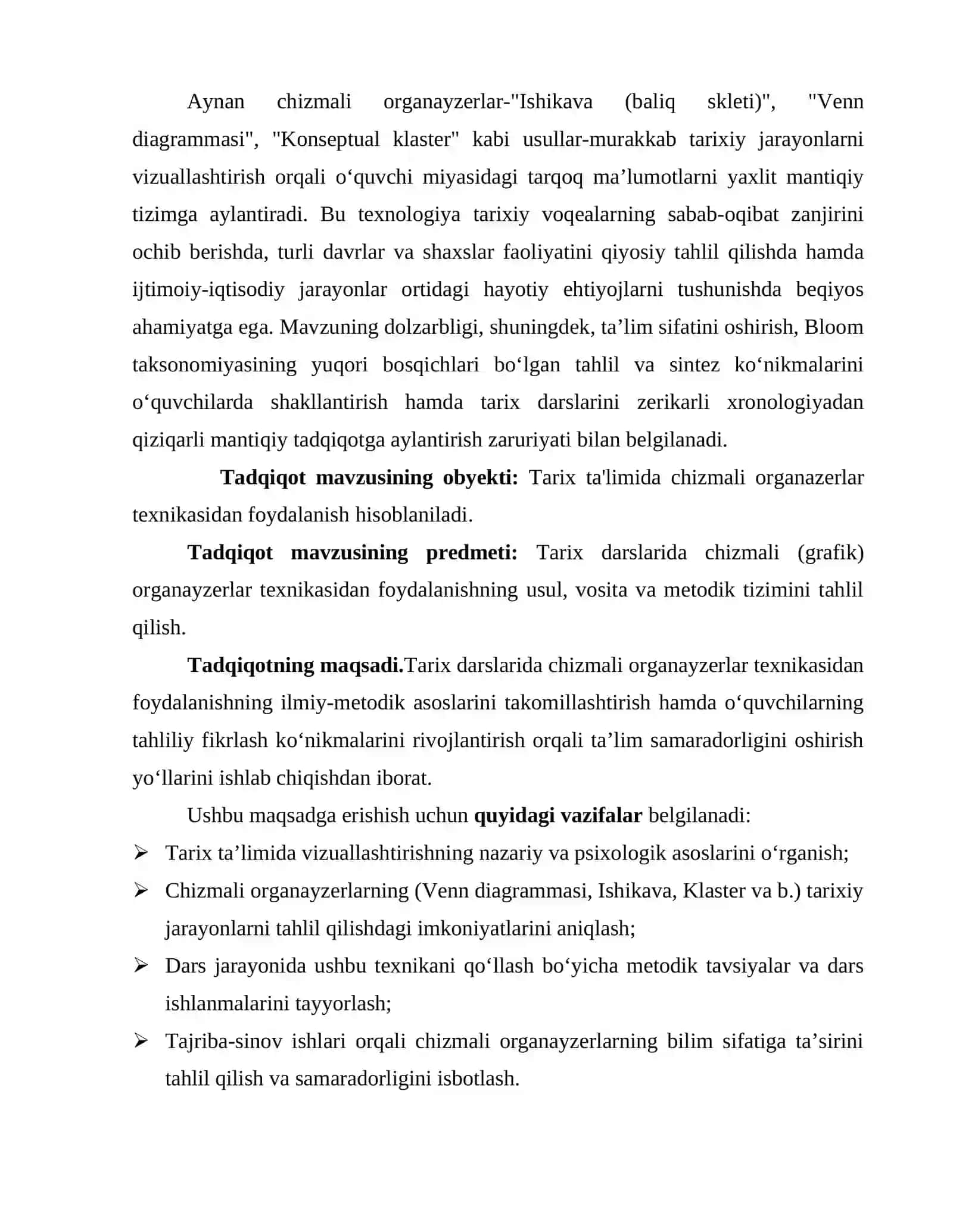 Tarix ta'limida chizmali organazerlar texnikasidan foydalanish 4