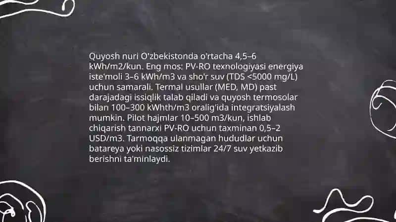 O'zbekiston sharoitida sho'r suvlarni chuchuklashtirish g'oyasini yaratish 4