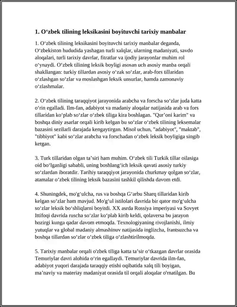 O'zbek Tili Leksikasining Boyish Manbalari 4