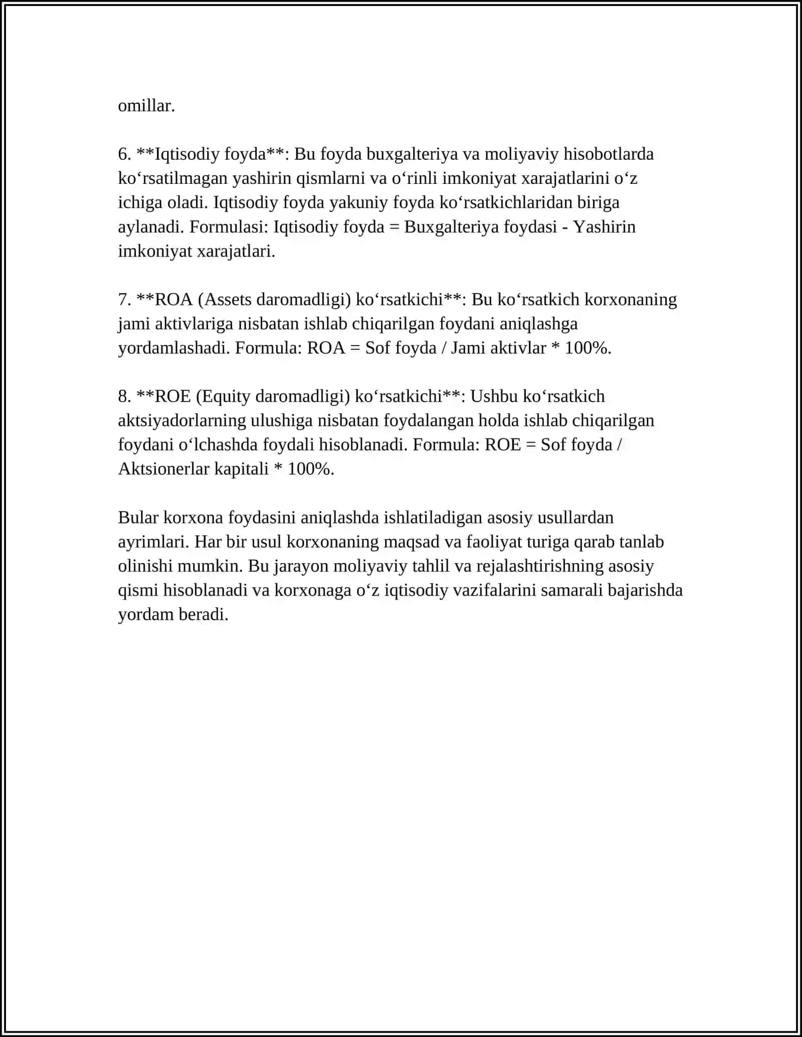 KORXONA FOYDASI UNING TAQSIMLANISHI VA ISHLATILISHI 4