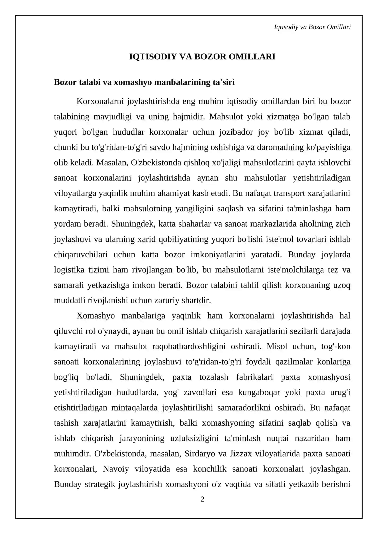 Turli tarmoqlarda Korxonalarni joylashtirishning omillari 4