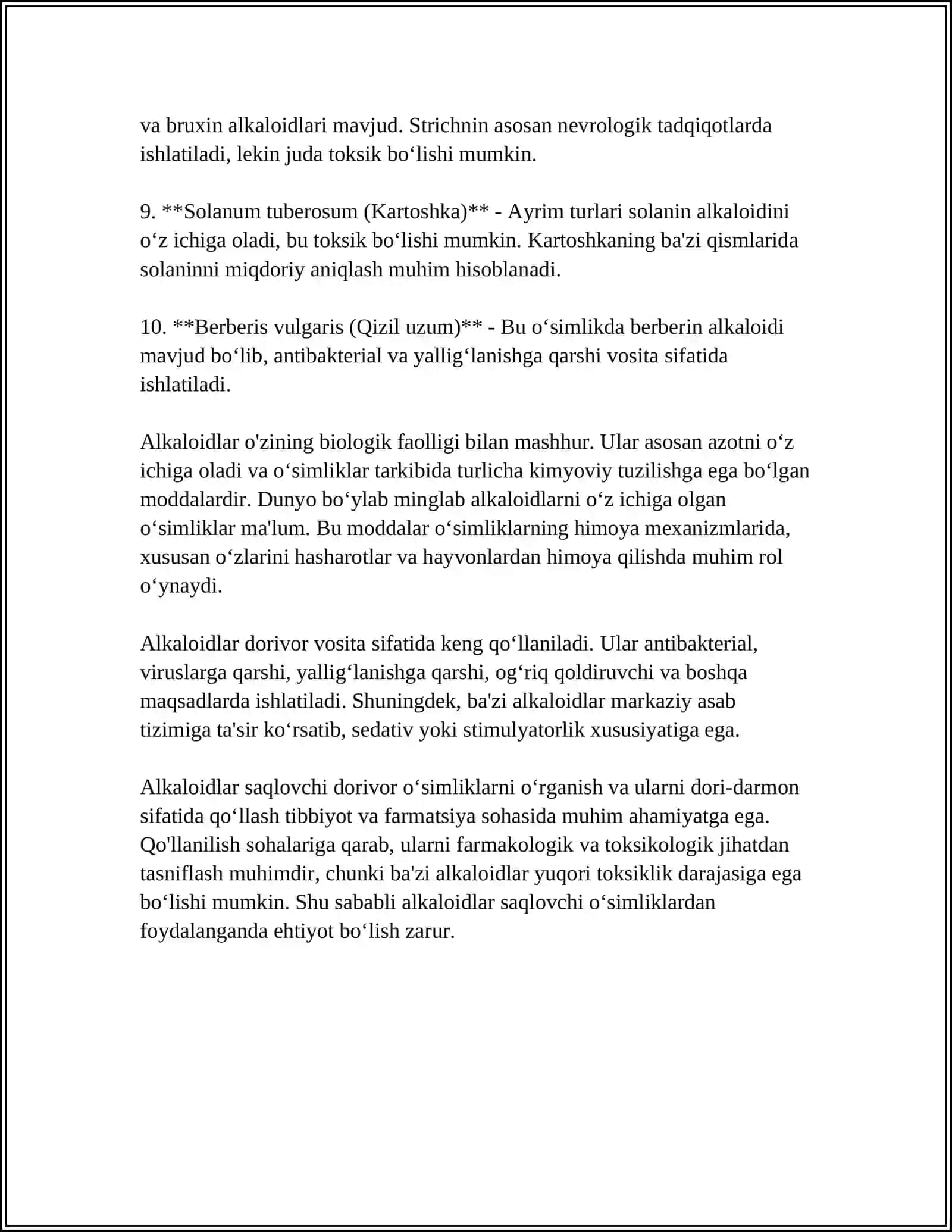 ALKALOIDLAR SAQLOVCHI DORIVOR OʻSIMLIKLAR 4