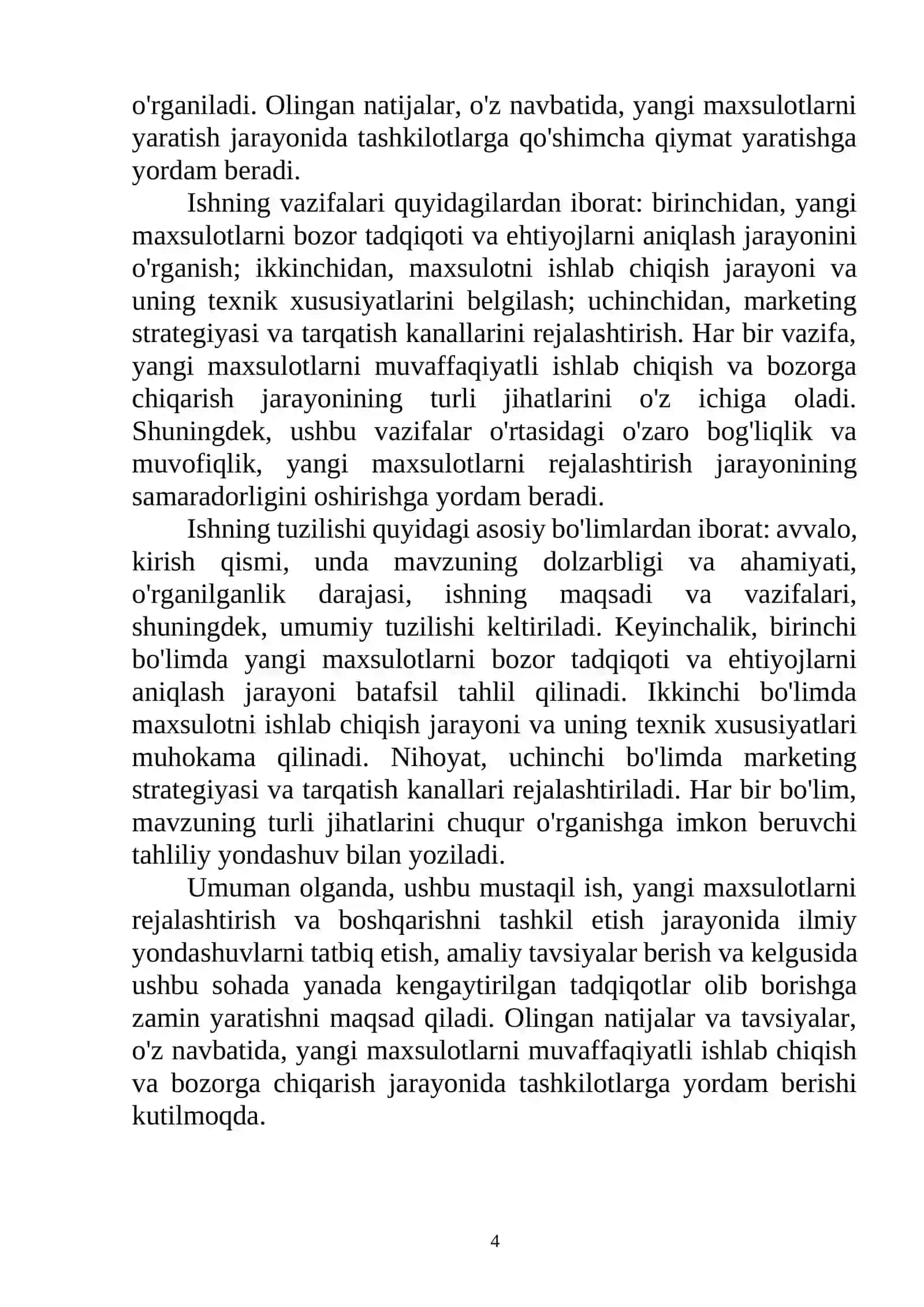 Yangi maxsulotni rejalashtirishni boshqarishni tashkil etish 4