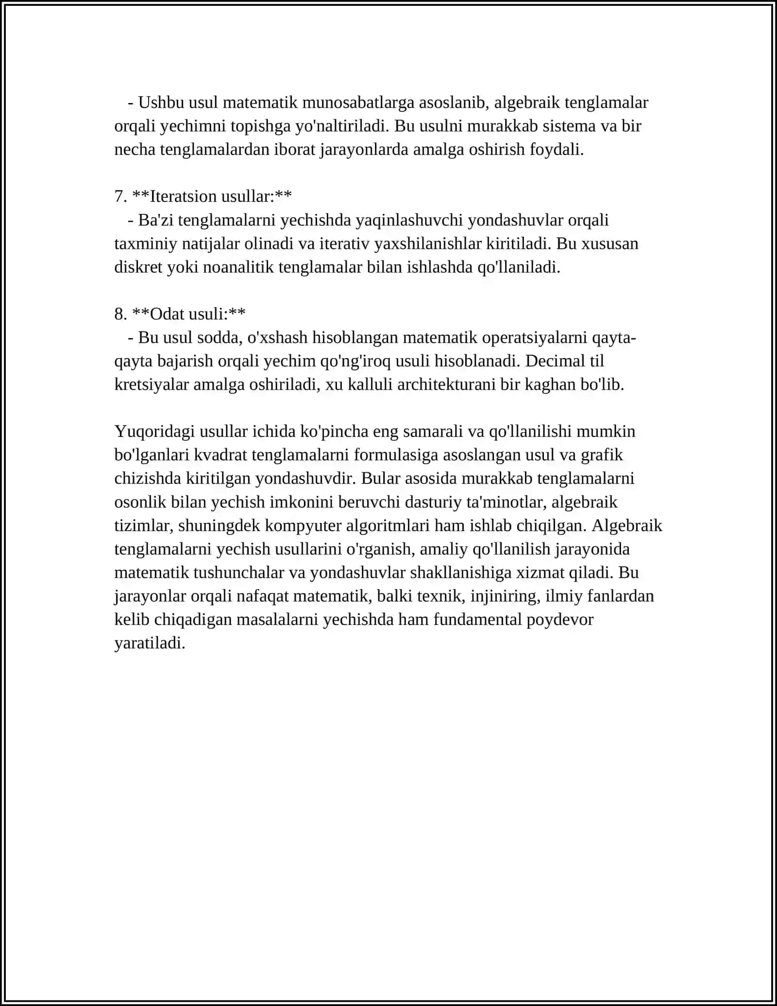 TENGLAMALAR SISTEMASINI YECHISHNING TURLI USULLARI 4