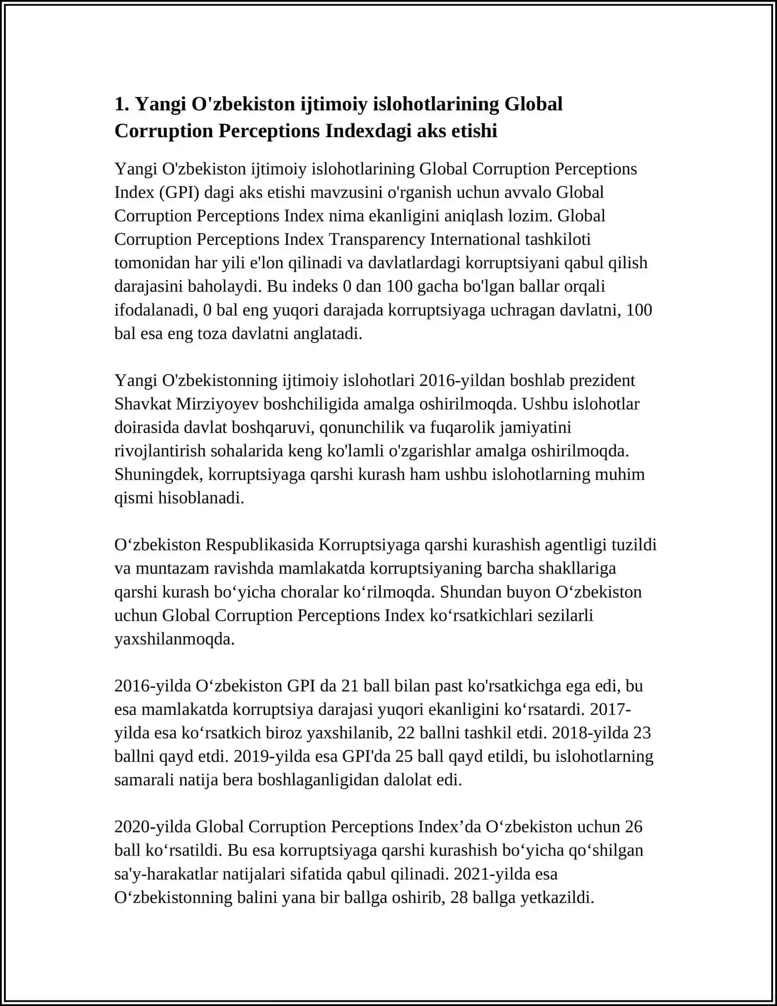 YANGI OZBEKISTON IJTIMOIY SIYOSIY IQTISODIY VA MADANIY HAYOTIDA ROY BERAYOTGAN OZGARISHLARINING XALQARO REYTING VA INDEKSLARIDA AKS ETISH 4