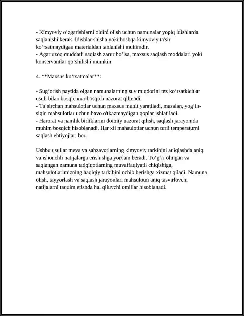 MEVA SABZAVOTLARNI KIMYOVIY TARKIBNI ANIQLASH ASSBOBLARI VA O'RGANISH USULSULARI 4