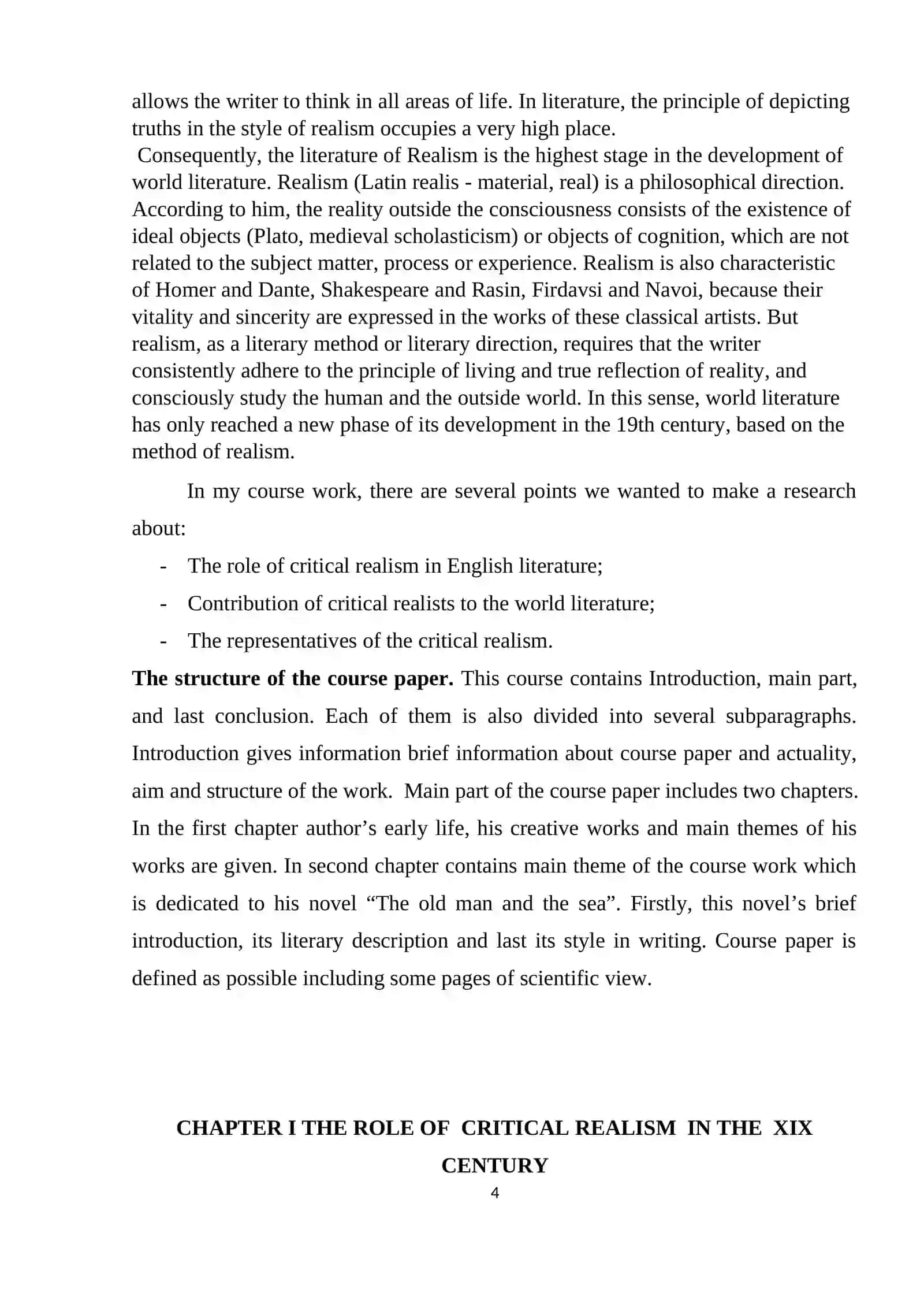 English Literature Course Work 4