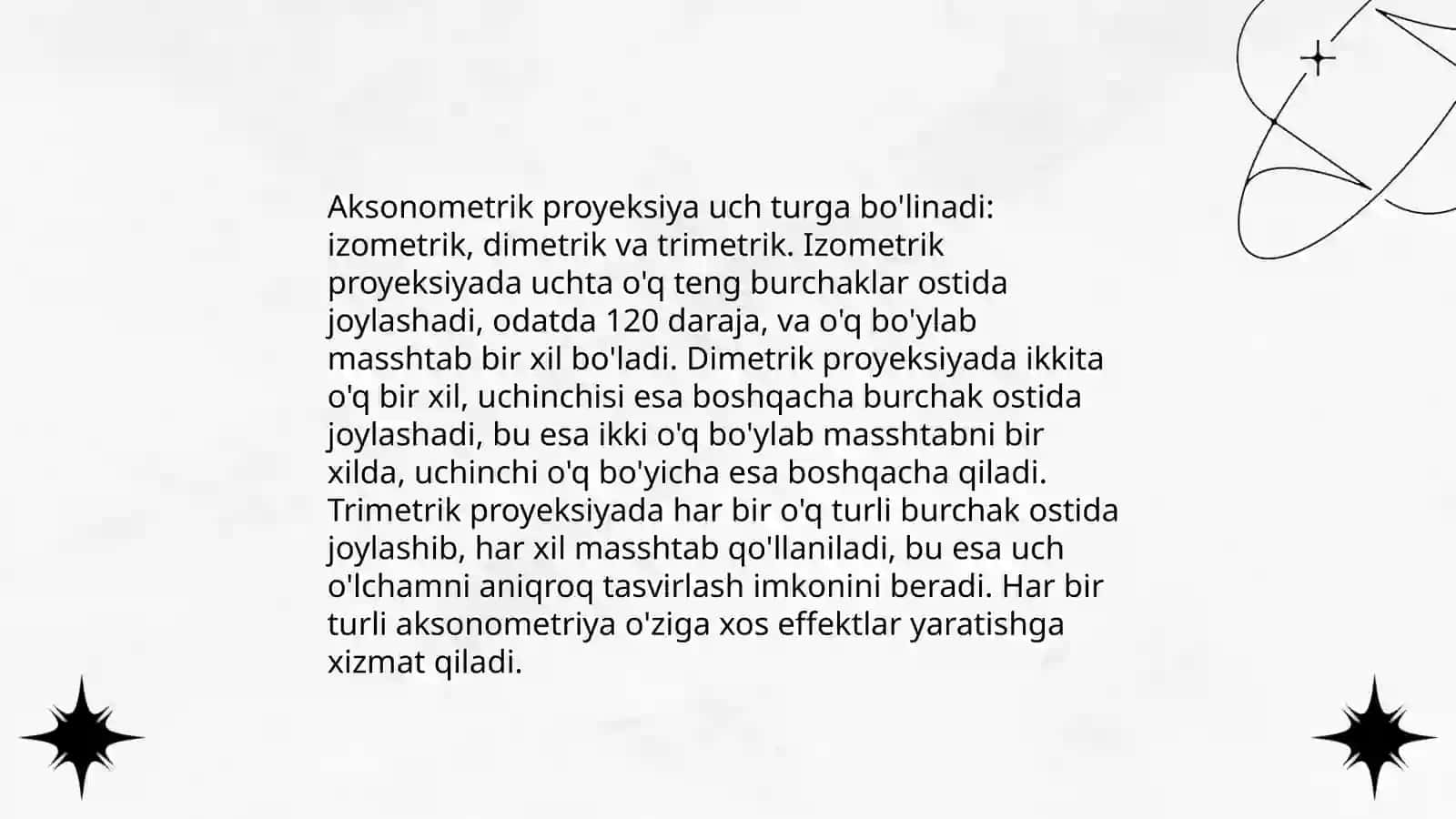 Aksonametrik va son belgili proyeksiyalar 4