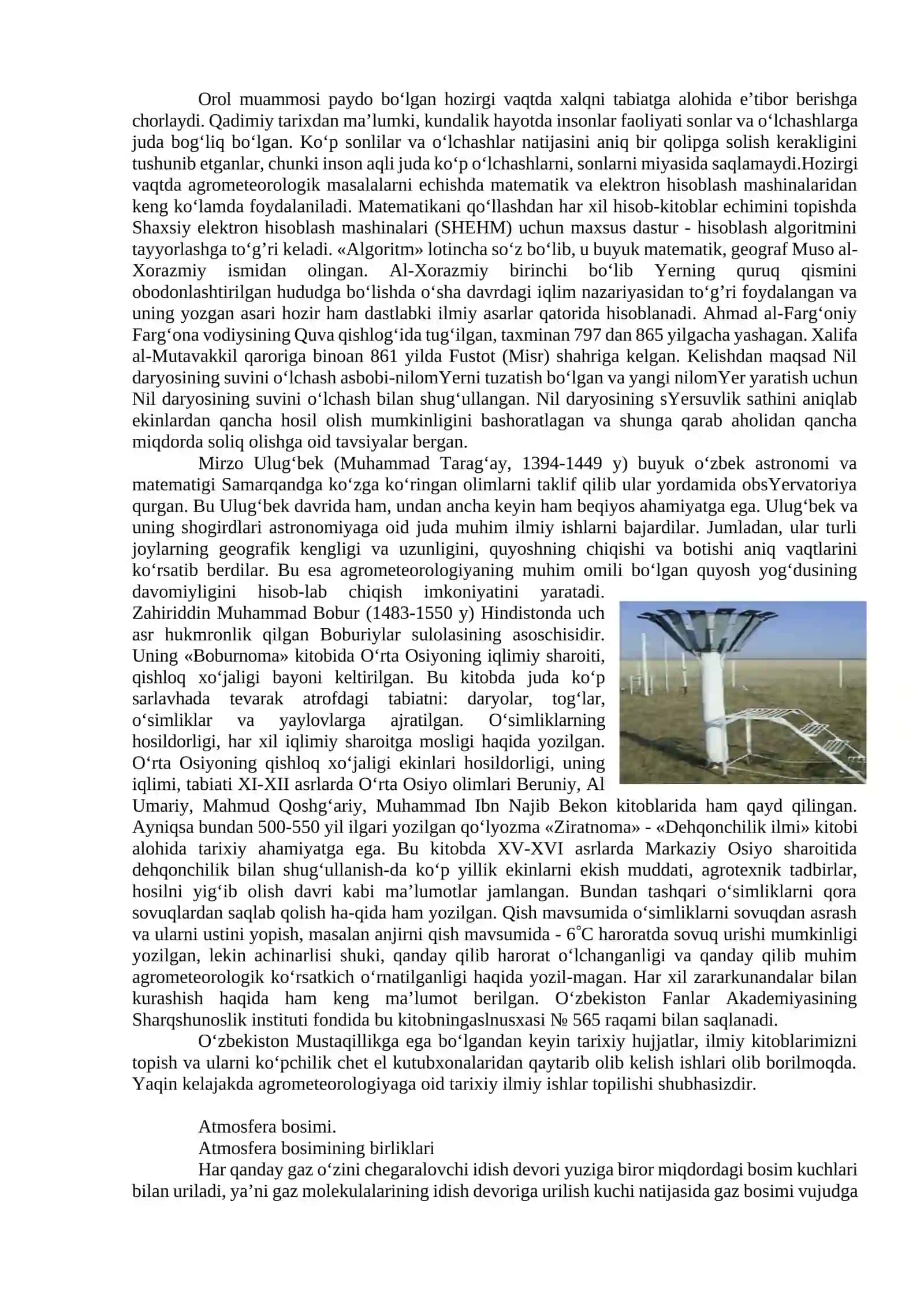 Agrometeorologiya predmeti, tadqiqot uslublari 4