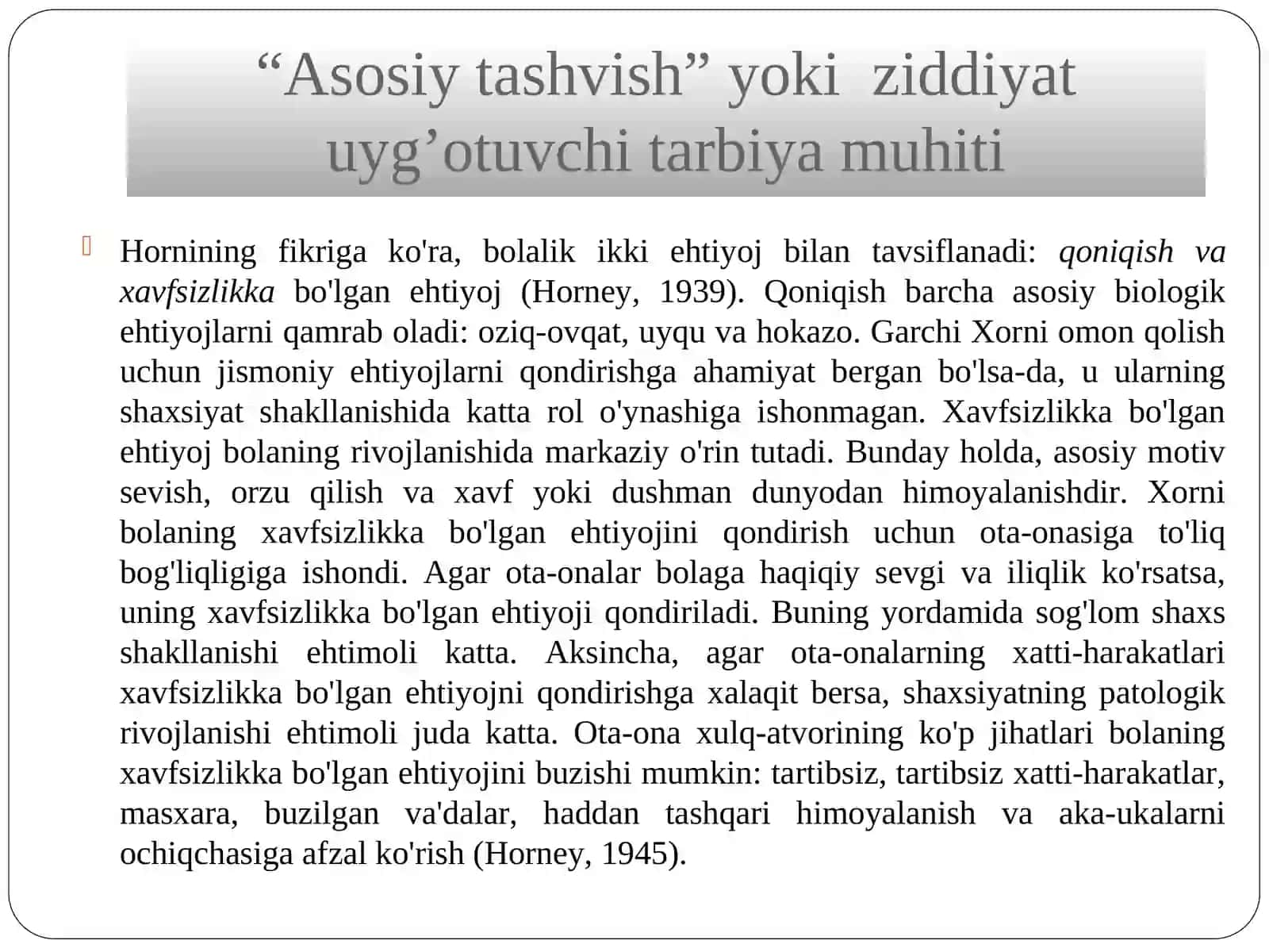 K.Xorni nazariyasi mazmuni 4