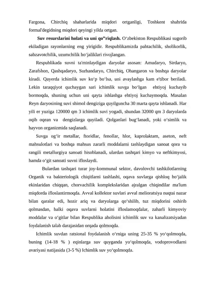 Kimyo fanining atrof muhithimoya qilishdagi va ekologik muammolarni hal qilishdagi roli 4