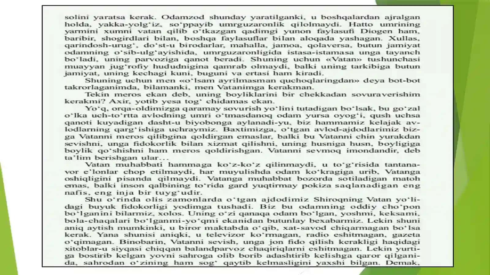 11-sinf O'zbek tili dars ishlanma. Ozod Sharofiddinovning O'lsam ayrilmasman quchoqlaringdan maqolasi 4