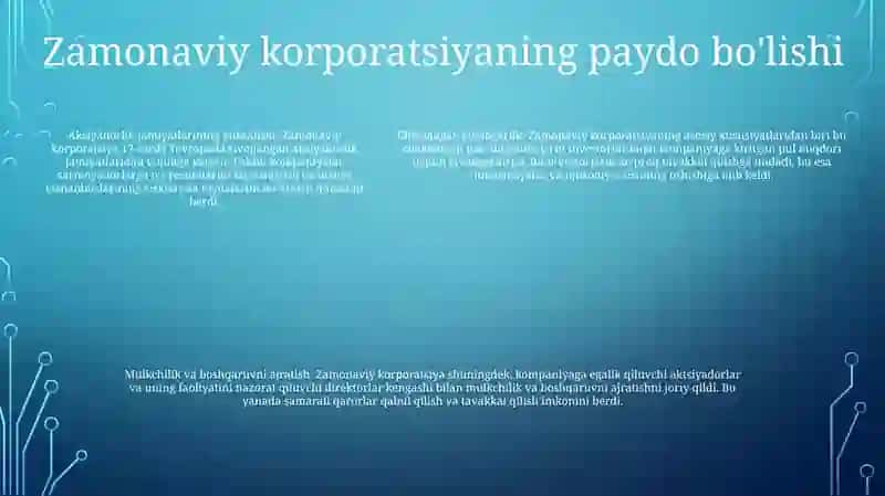 Zamonaviy Korporatsiyaning Yuksalishi 4