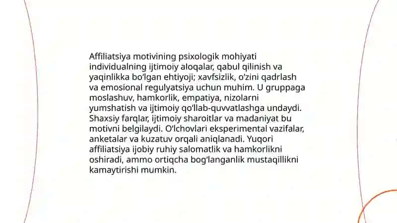 Erishganlik,affiliatsiiya,hukmronlik motivlari. 4