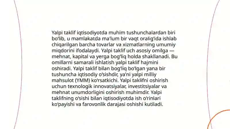 Yalpi talab yalpi taklif modeliga umumiy tavsif 4