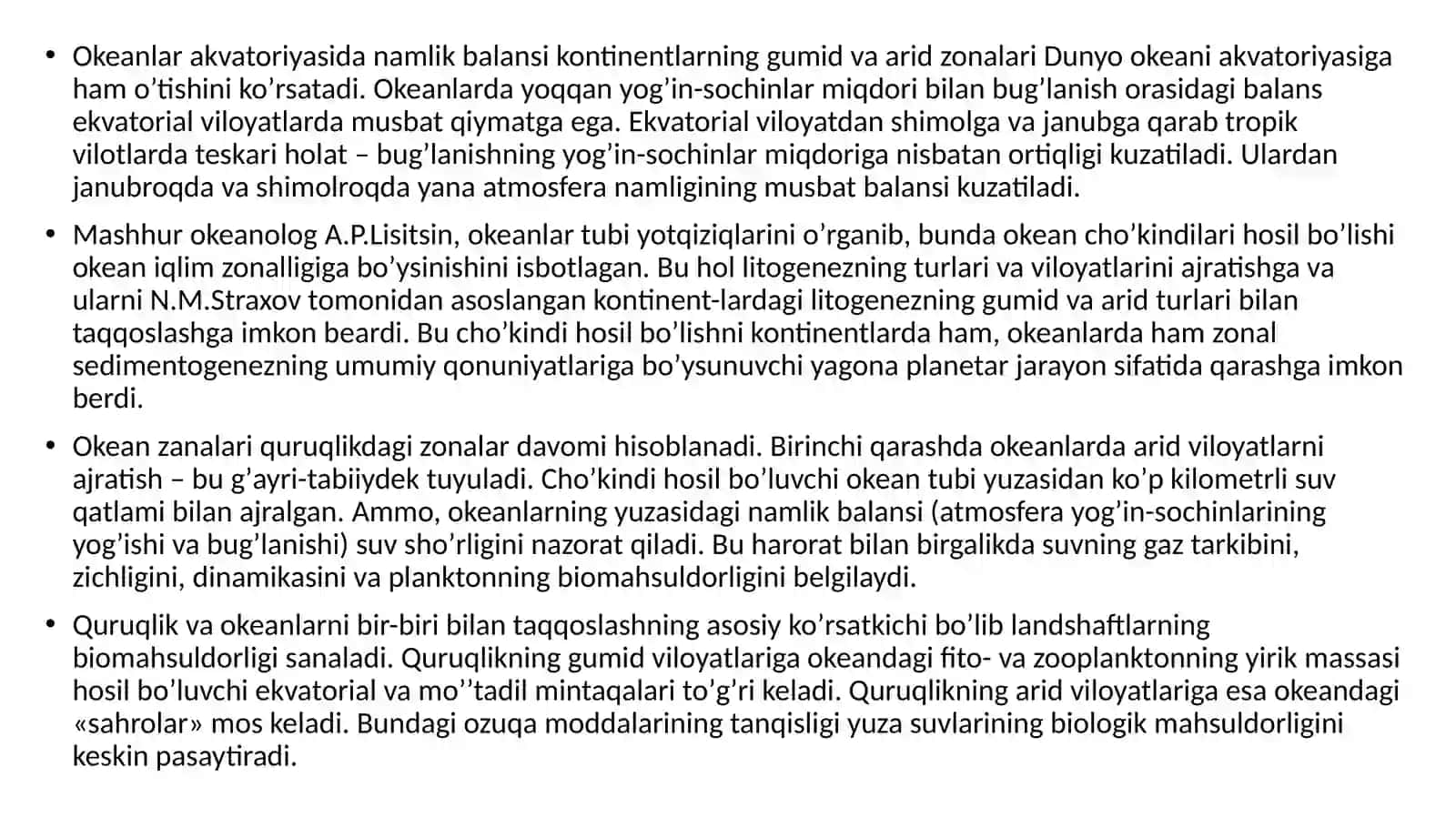 Har xil iqlim sharoitida cho’kindi hosil bo’lishi, o’ziga xos tog’ jinslari to’plami 4