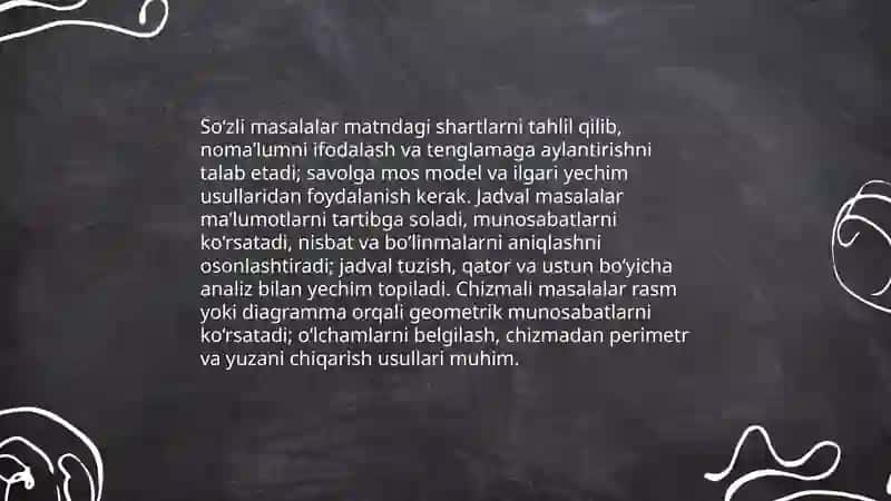 Arifmetik masalalar yechishga oʻrgatish metodikasi 4