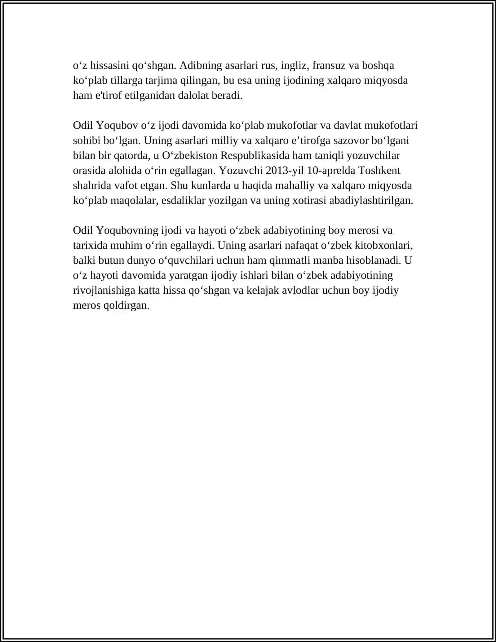 ODIL YOQUBOVNING MUZQAYMOQ HIKOYASIDA SUJET VA KONFLEKT TAHLILI 4