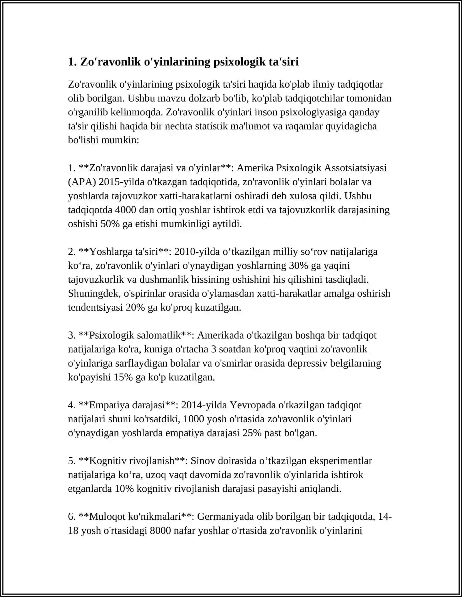 Zo'ravonlik, faxsh va shafqatsizlikka undovchi o'yinlar 4