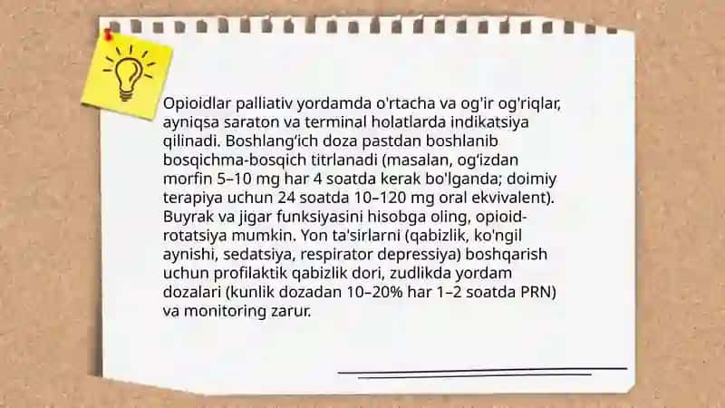 Palyativ yordamda dori vositalarini xavfsiz qoʻllash 4