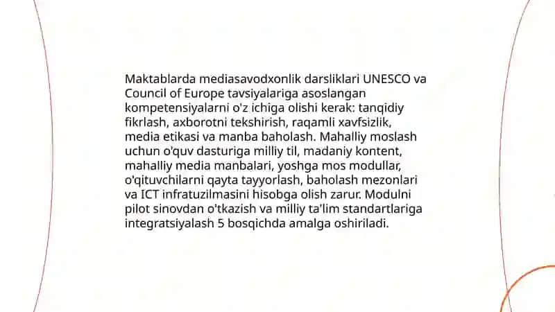 Mediasavodxonlik boʻyicha xalqaro tajriba va uni Oʻzbekistonga moslashtirish 4