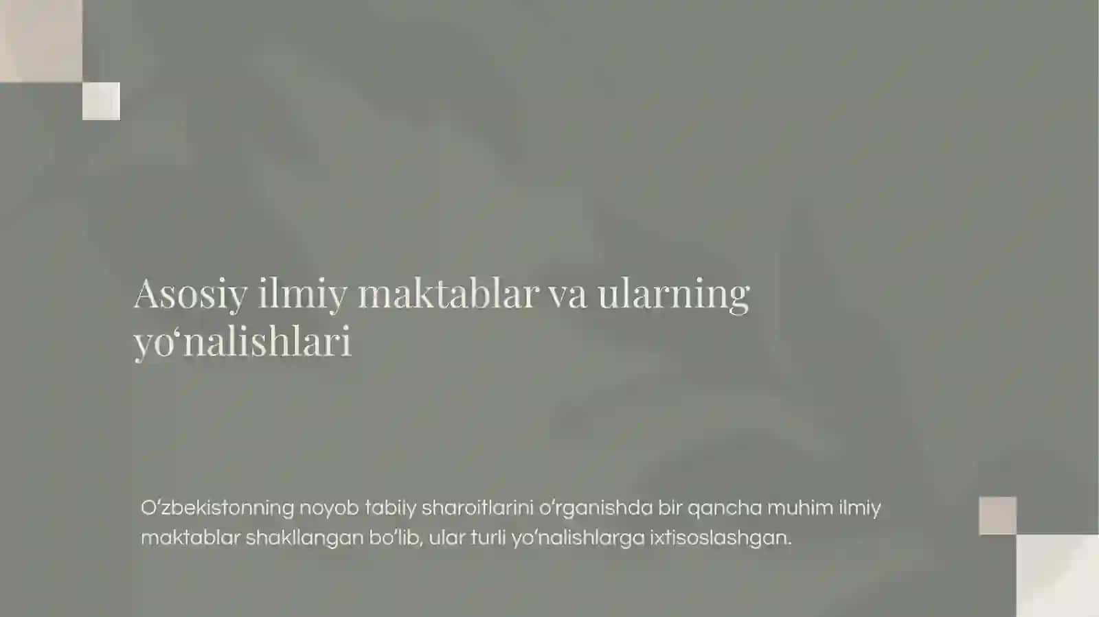 Ilmiy maktab – bu muayyan ilmiy yoʻnalishda umumiy nazariy, metodologik va amaliy yondashuvlarga ega 4