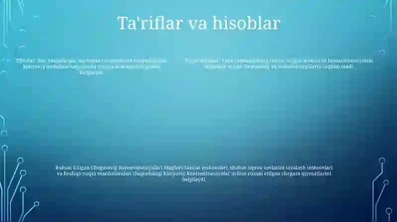 Ruhsat Etilgan Chegaraviy Konsentratsiyalari Miqdori 4