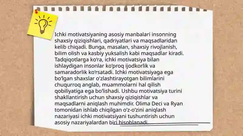 Ichki va tashqi motivatsiyaning umumiy tavsifi 4