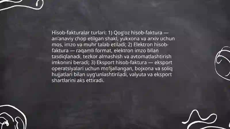 Hisob fakturalar yuritish tartibi 4