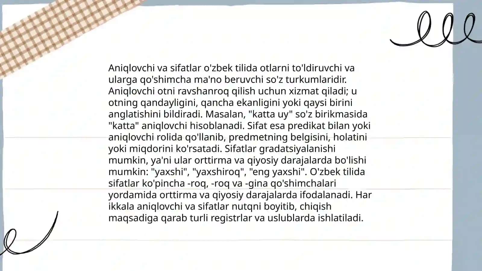 Aniqlovchi va ot 4